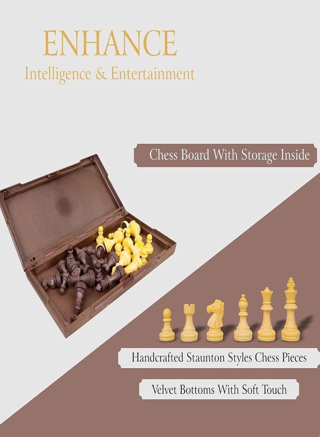 Funspark Magnetic Chess Wooden Board Game Set for Kids & Adults/Folding Design Indoor Outdoor Educational Travel Toys Tournament Chess Best for Adults (Brown) - Image 3